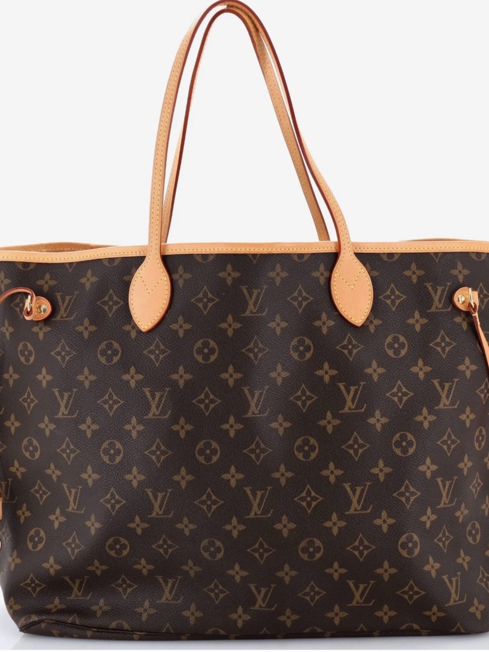 Louis Vuitton Monogram Neverfull Tote in Brown and Tan Leather Trim CANVAS GM